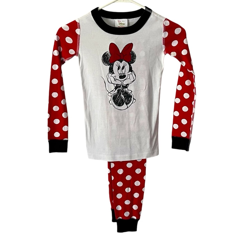 Hanna Andersson Disney Minnie Mouse Dot Long John Pajama Set Girl’s Size 6-7